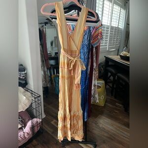 L*Space Yellow and Pink Backless Maxi Dress